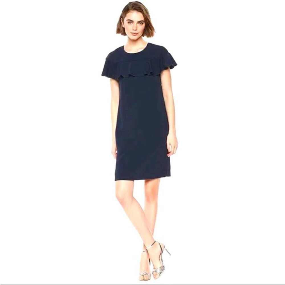 NWT Trina Turk Black Splash Ruffle Top Short Dress – Size 8